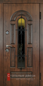 Стальная дверь Входная дверь с терморазрывом со стеклом №9 с отделкой МДФ ПВХ